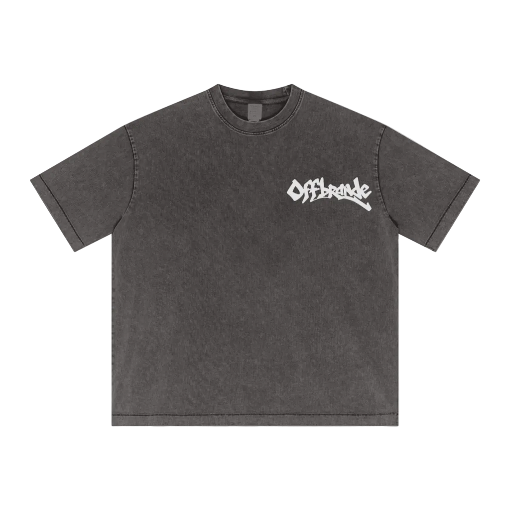 285GSM Unisex Distressed Snow-Wash Batik Plain Fabric T-shirt Dark gray