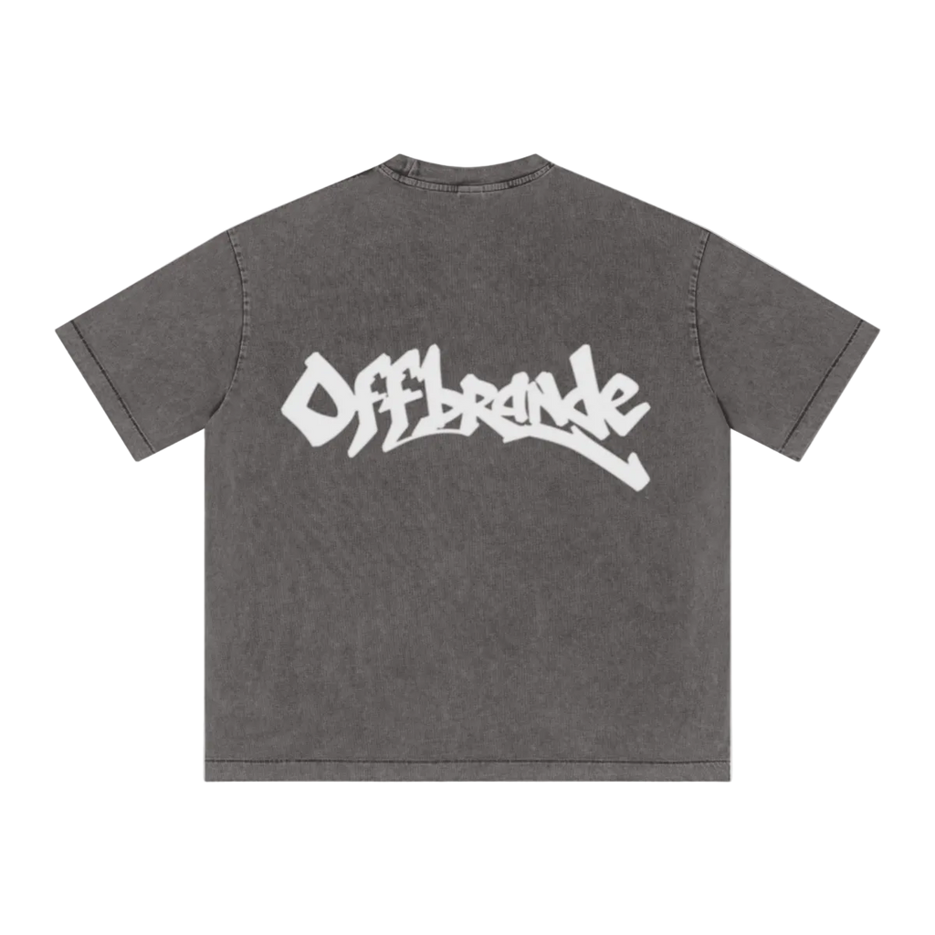 285GSM Unisex Distressed Snow-Wash Batik Plain Fabric T-shirt Dark gray