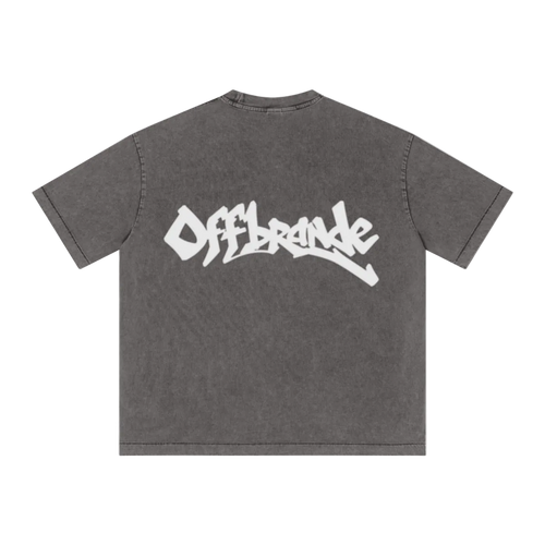 285GSM Unisex Distressed Snow-Wash Batik Plain Fabric T-shirt Dark gray